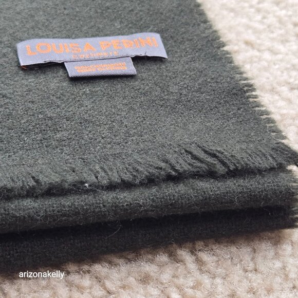 DARK GREEN Cashmere Scarf Louisa Pernini - Picture 9 of 9